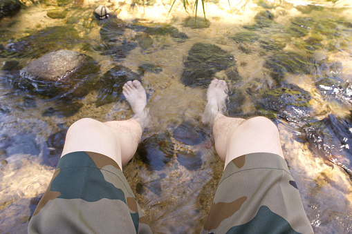 I cool off at the river.