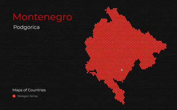 Vector illustration of Montenegro, Podgorica, Balkans. Creative vector map.