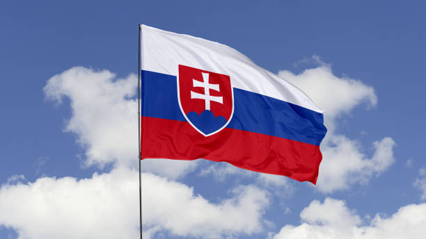 istock Slovakia Flag is Waving Against in the Sky. 1690859904
