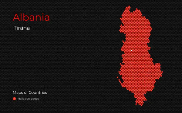 Vector illustration of Albania, Tirana, Balkans. Creative vector map.