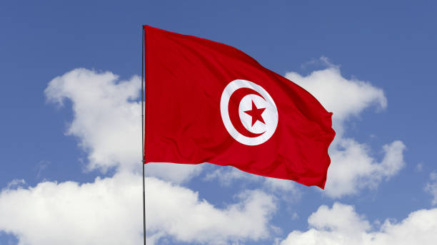 istock Tunisia Flag is Waving Against in the Sky. 1690861000