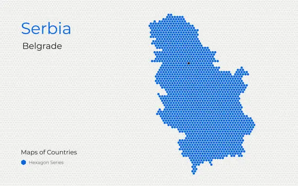 Vector illustration of Serbia with Kosovo, Belgrade,  Balkans. Creative vector map.