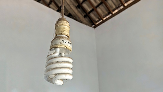 close-up view of hanging lamp inside house.