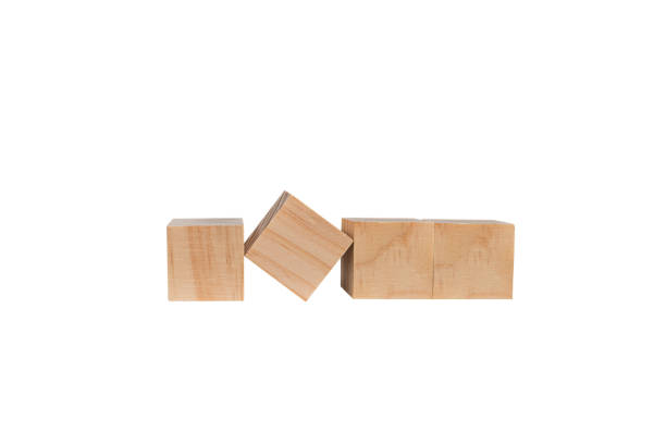 istock Wooden geometric shapes cube for conceptual design. Education game. isolated on a white background. 1690923014