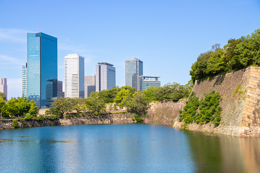 Skyscrapers of Osaka Business Park. This picture is taken from Osaka Castle Park.