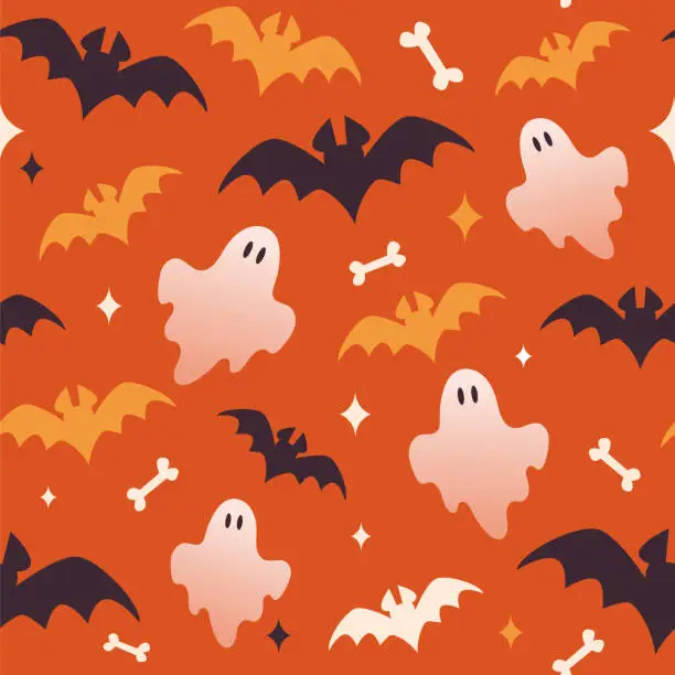 Vector illustration of Halloween Background Seamless Pattern.