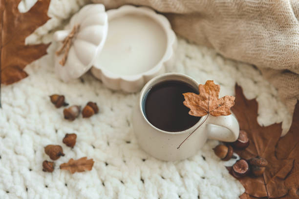 istock Cup of hot tea and a leaf, autumn mood 1690930292