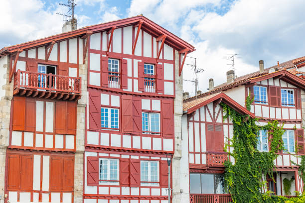 istock Typical red and white basque houses in Ciboure 1690930465