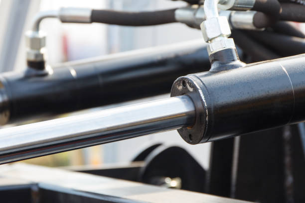 istock Piston or actuator of hydraulic and pneumatic machinery. Technology concept 1690932127