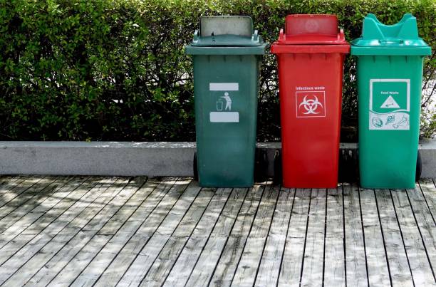 istock A three multi  bins on wooden floor in garden, environment concepts. 1690935511