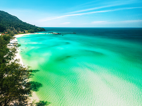 Koh Rong is an island in the Sihanoukville Province of Cambodia\nKoh Rong island from above