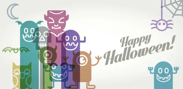 Vector illustration of Halloween Monsters