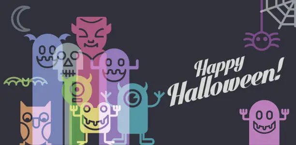 Vector illustration of Halloween Monsters