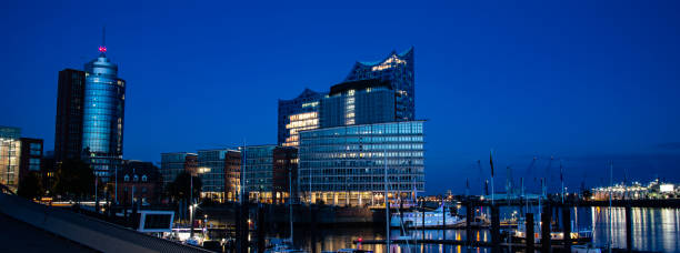 istock Night view of Hamburg's Binnenhafen district 1690972273