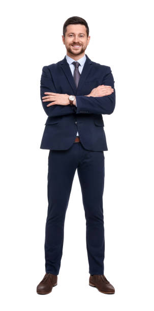 istock Handsome bearded businessman in suit on white background 1691001889