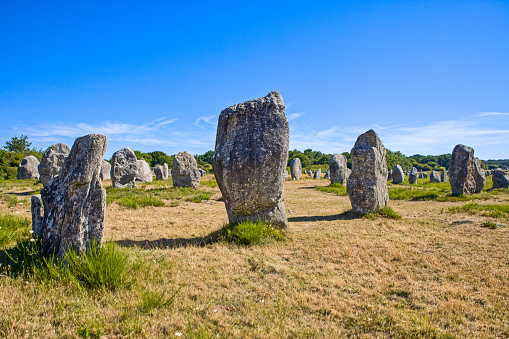 Famous standing stones at Carnac in the Morbihan department in Brittany in north-western France