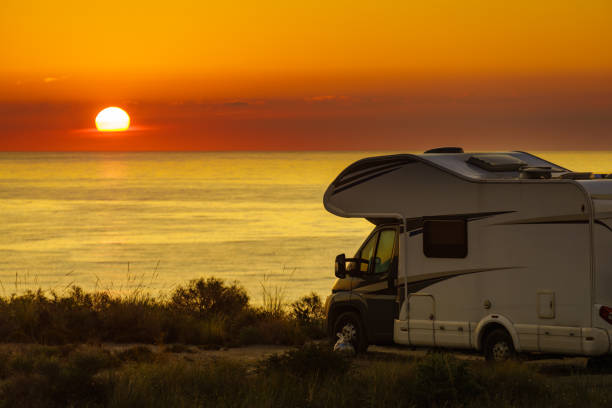 istock Caravan on sea at sunrise. 1691017319