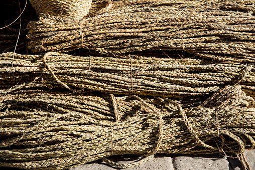 Pile of esparto ropes for crafts