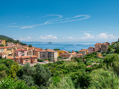 View on the town and sea near Rio Marina on the Italian island of Elba