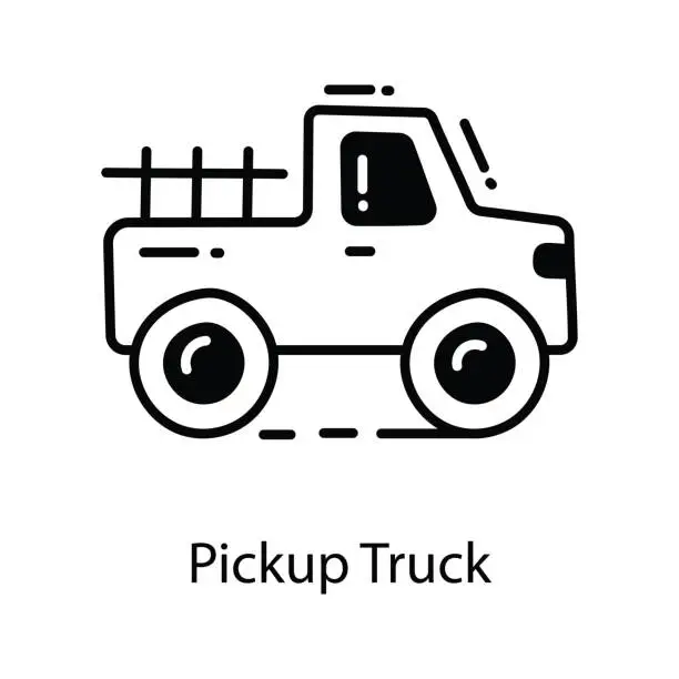 Vector illustration of Pickup Truck doodle Icon Design illustration. Agriculture Symbol on White background EPS 10 File
