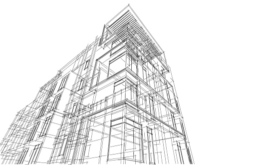 Modern building 3d rendering