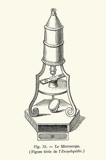 Vintage illustration of a 18th Century style microscope