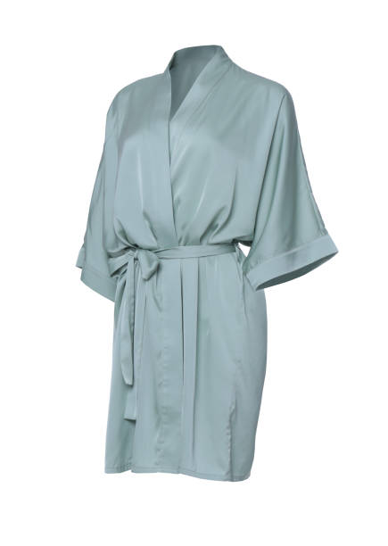 istock Pale green silk bathrobe isolated on white 1691088263