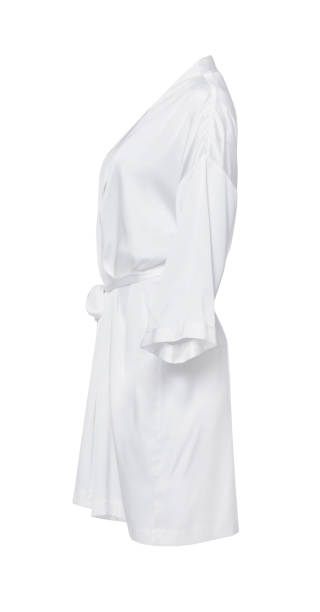 istock Clean silk bathrobe with belt isolated on white, side view 1691088418