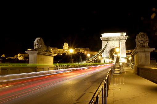 The Chain Bridge across the Danube in Budapest, Hungary