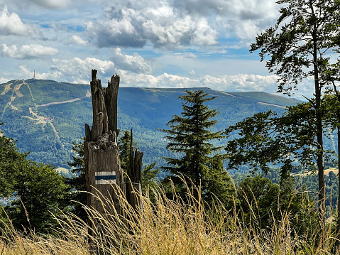 Skrzyczne - the highest peak in the Beskid Slaski mountain group in the Outer Western Carpathians in Poland. It belongs to the Crown of Polish Mountains. View from Klimczok side.