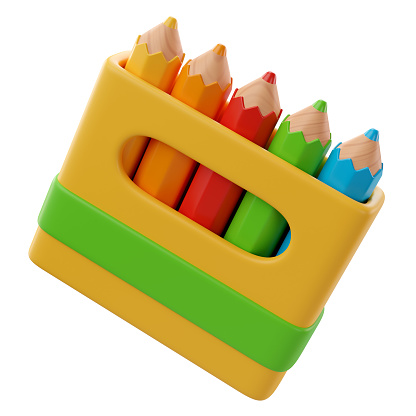 3d Illustration color pencil of back to school icon