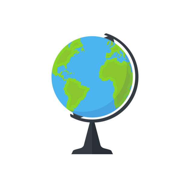 ilustraciones, imágenes clip art, dibujos animados e iconos de stock de globo terráqueo con icono de stand. vector - posing earth planet map