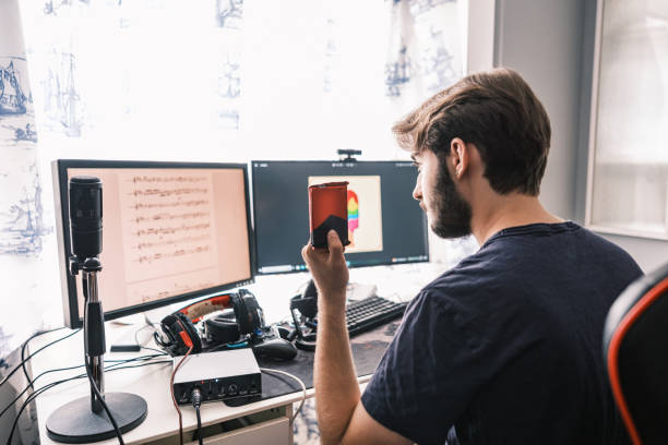 istock Young Caucasian man streaming with friends online 1691217311