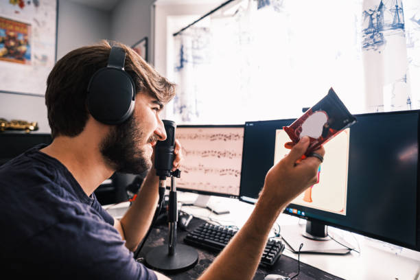 istock Young Caucasian man streaming with friends online 1691217909