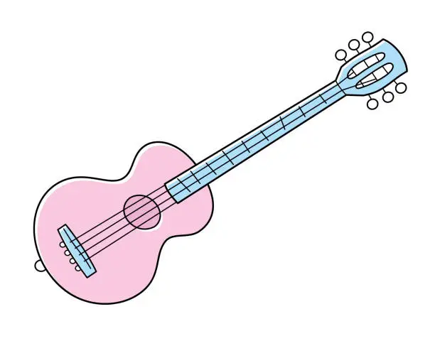 Vector illustration of Pink acoustic guitar