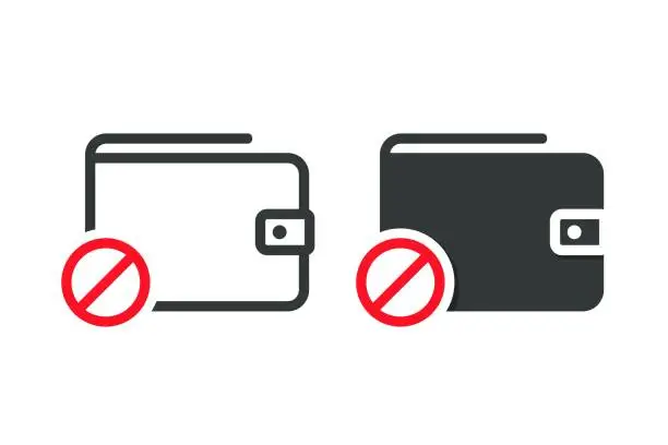 Vector illustration of Wallet warning icon. Illustration vector