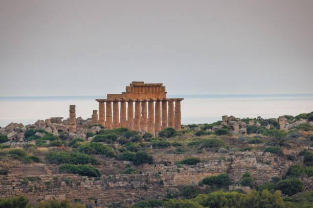 The Temple of Athena ruin in Assos Ancient City. The temple in Assos was built in 530 BC on the highest place of the Acropolis. Canakkale, Turkey.
