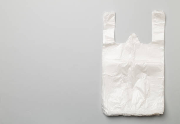 istock Plastic bag on color background, top view 1691300358