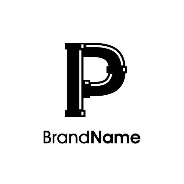 illustrazioni stock, clip art, cartoni animati e icone di tendenza di logo idraulico p iniziale moderno - letter p water liquid text