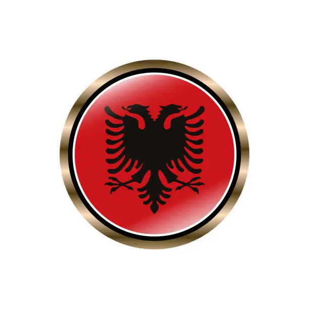 Vector illustration of Albania flag circle button vector template, trendy, collection, logo, design