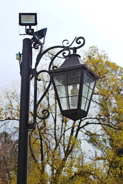 istock Close up of old style iron lamp post 1691408780