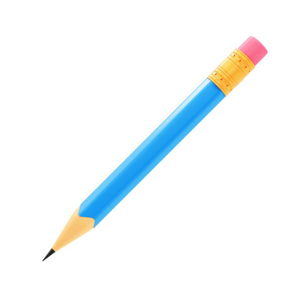 istock Blue pencil with eraser isolated on white background 1691426564