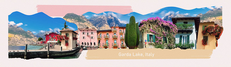 The collage from views of Lake Garda - art design