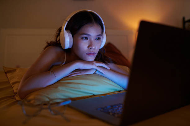 Free Stock Photo of Watching something on a laptop in bed | Download ...