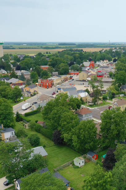 istock Aerial vertical view of Lucan, Ontario, Canada 1691491729