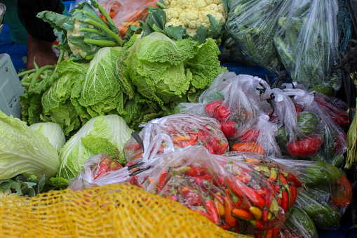 pile of various kinds of vegetables sold in traditional markets