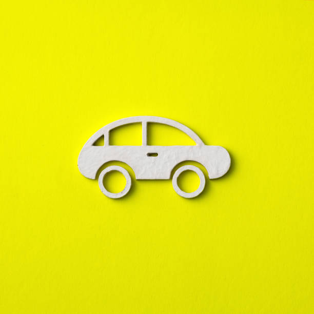 istock Eco car icon on yellow color background - clean environment concept 1691541600