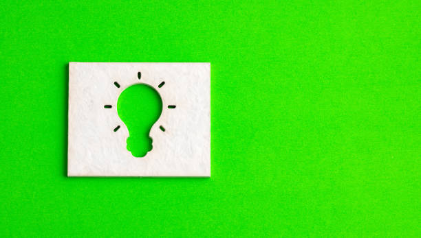 istock Creativity and innovation concept, graphic resource for design - Light bulb on green color background 1691541602