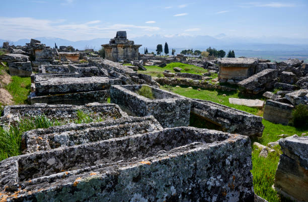 istock Hierapolis in Pamukkale. Ancient, aged stone tombs from lycia 1691557553