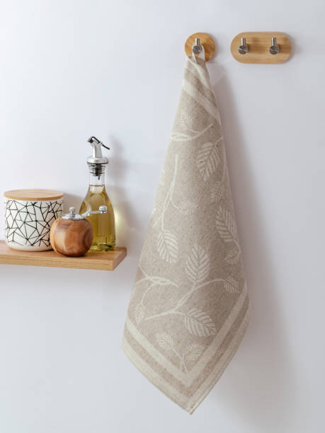 istock a towel for the kitchen is hanging on a hanger. linen towel. kitchen. 1691567002